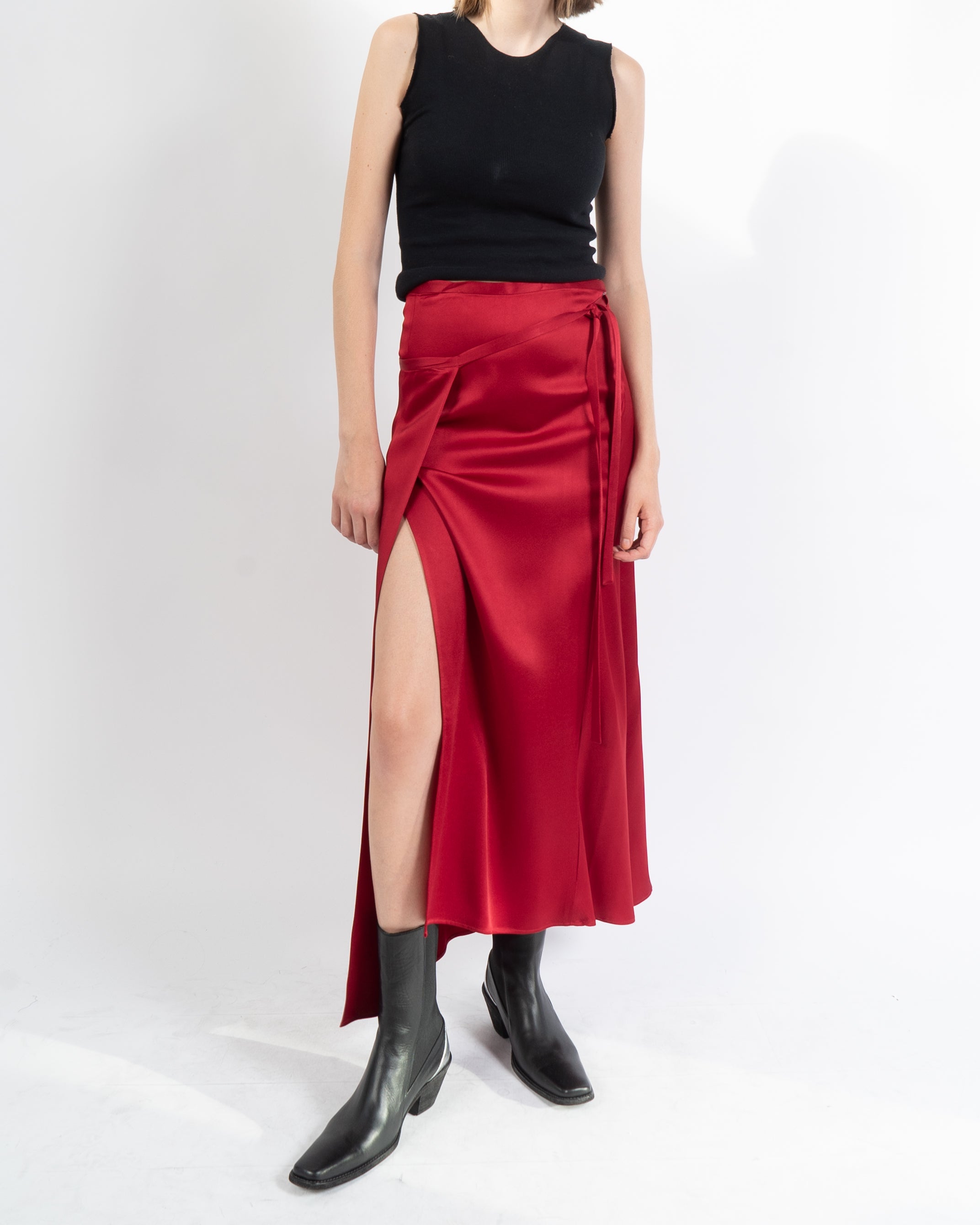SS18 Red Satin Skirt