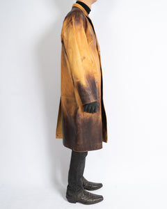 FW18 Brown Handpainted Runway Leather Coat