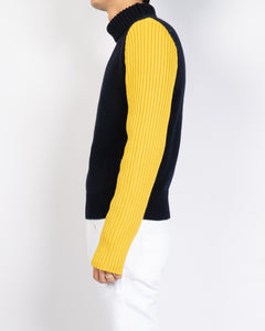 FW18 Sleeve Contrast Wool Turtleneck Knit