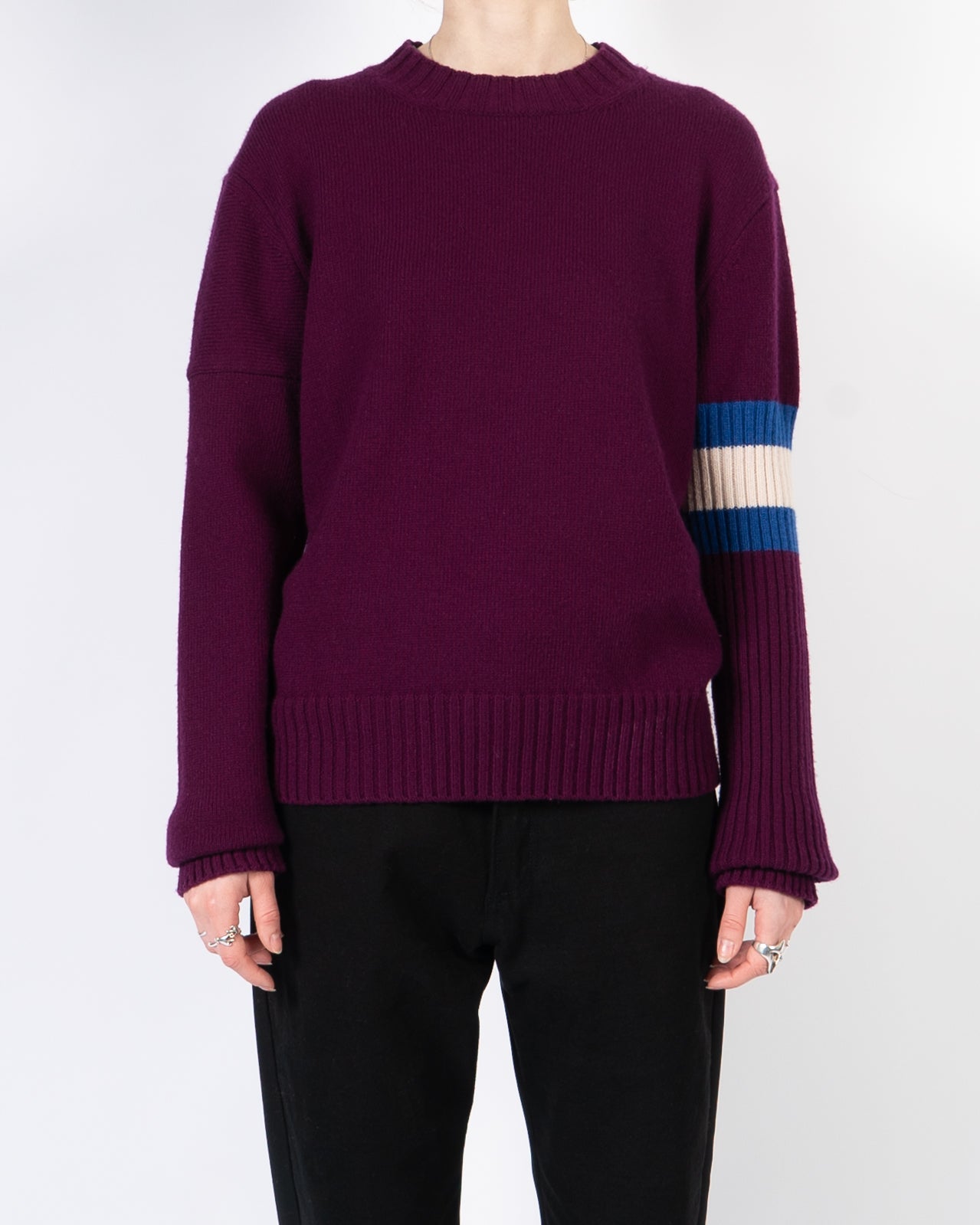 FW17 Purple Cashmere Sleeve Contrast Knit