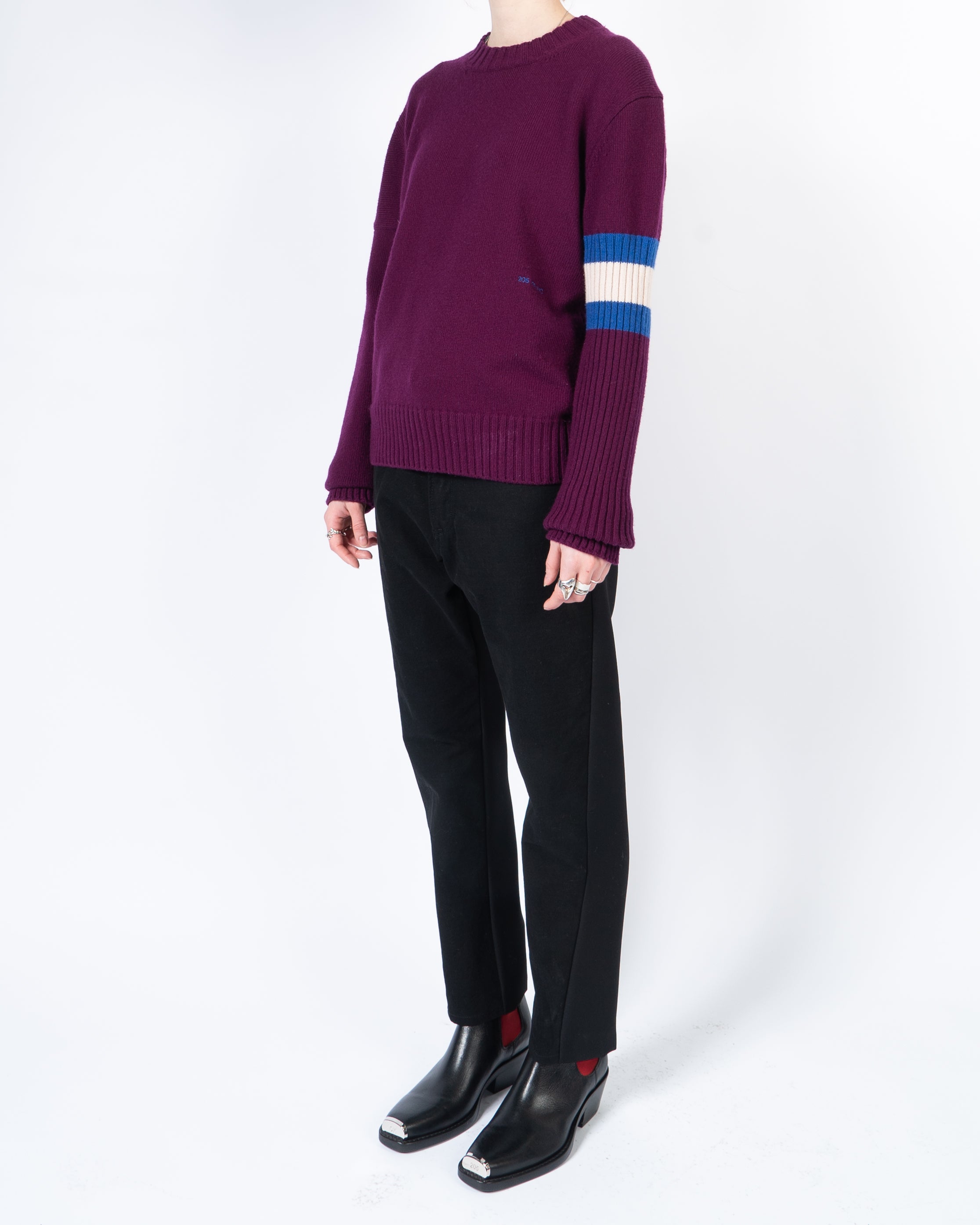 FW17 Purple Cashmere Sleeve Contrast Knit