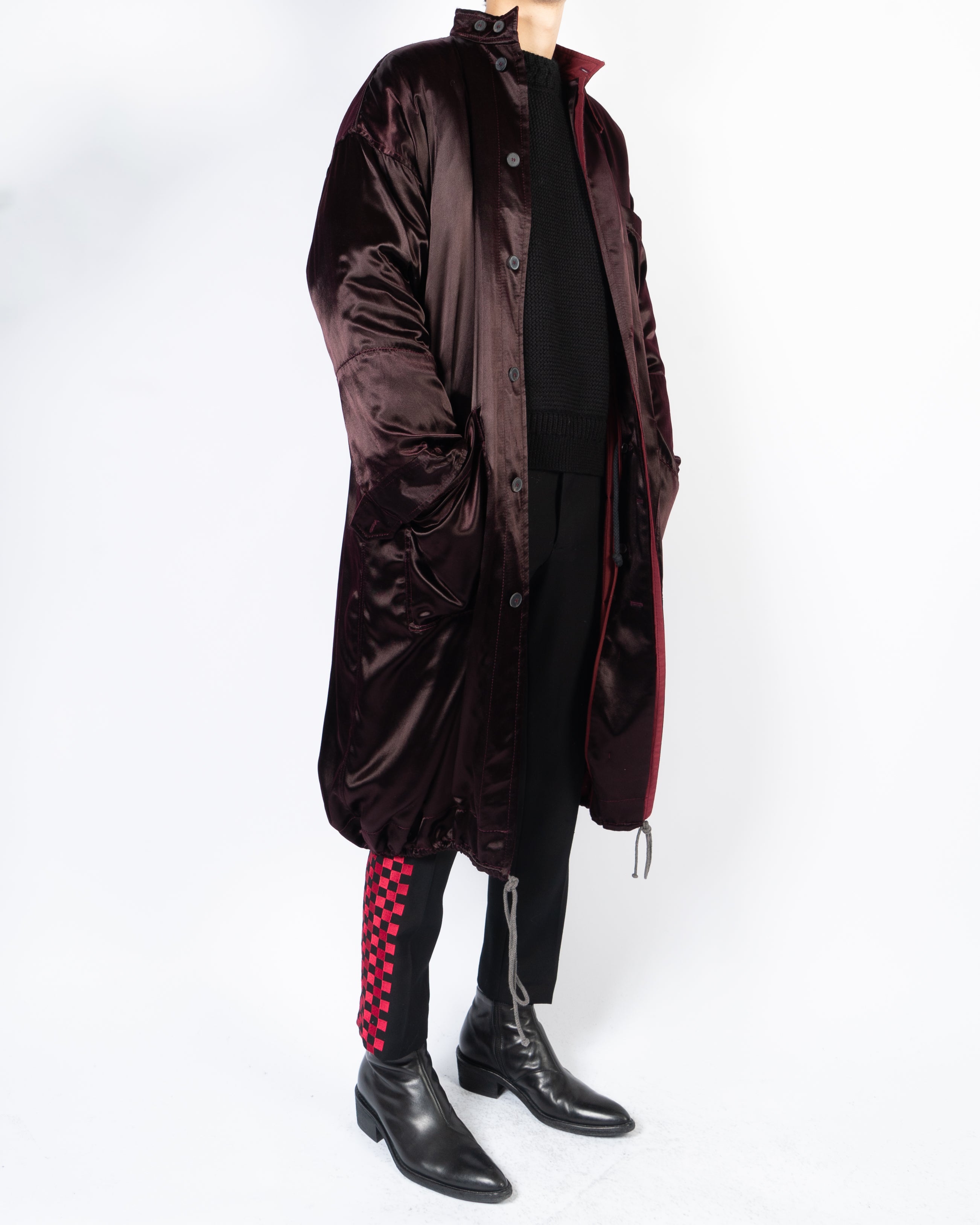 FW17 Burgundy Silk Satin Overcoat