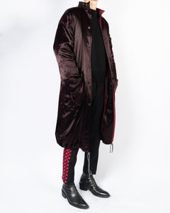 FW17 Burgundy Silk Satin Overcoat