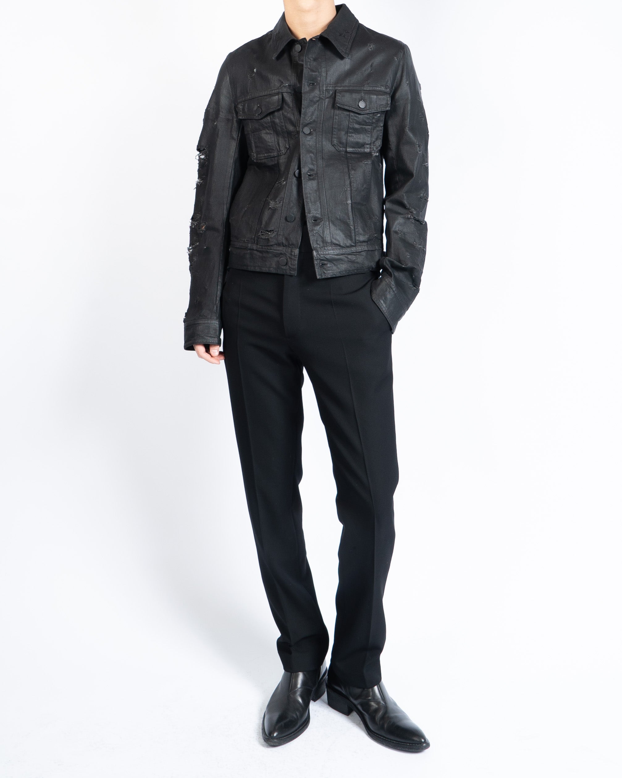 Ss04 SS04 Strip Distressed Waxed Denim Jacket – Backyardarchive