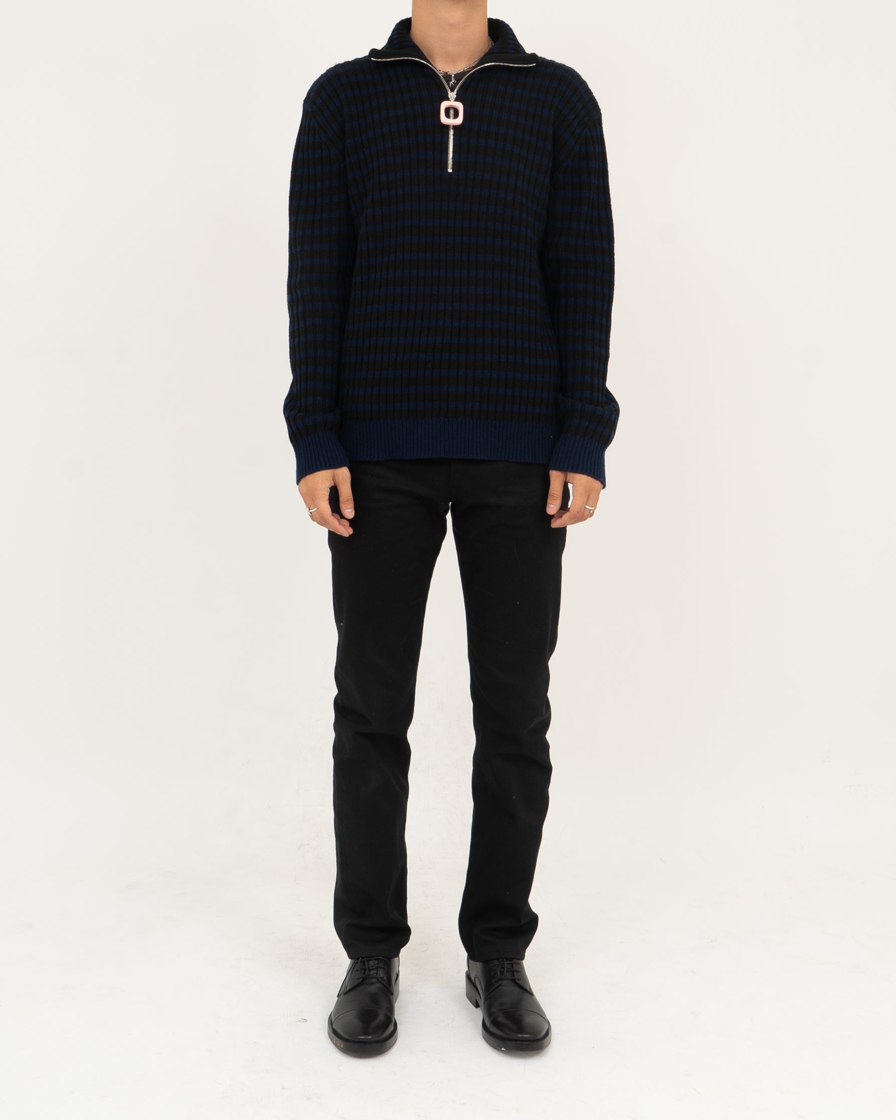 Geometric Neckband Cashmere Sweater