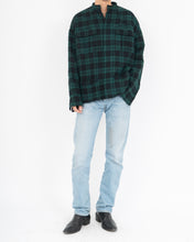 Load image into Gallery viewer, FW17 Quilted Mandarin Collar Green Checked Shirt Velvet Patch