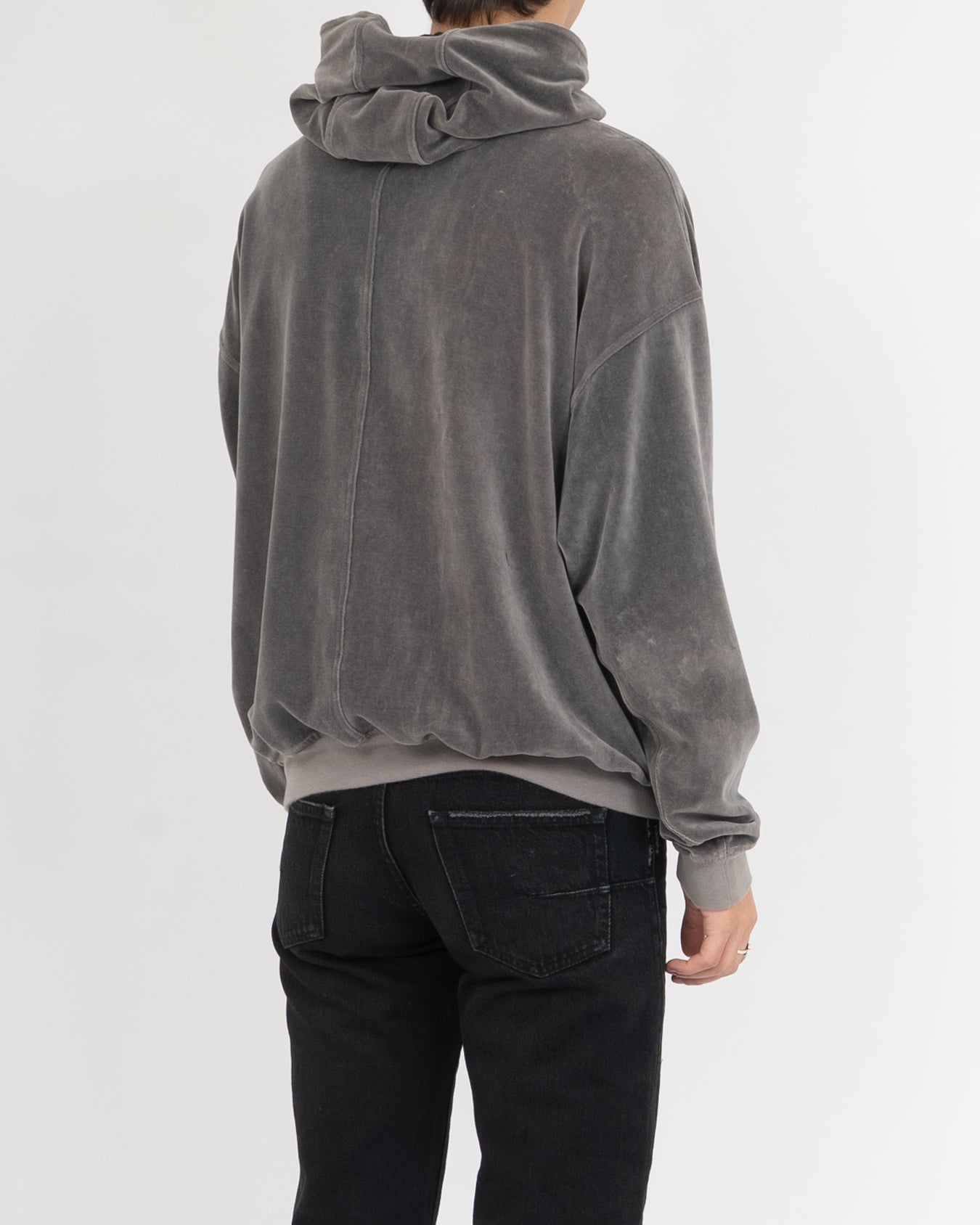 SS19 Dark Grey Velvet Hoodie