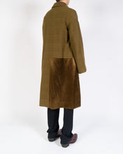Load image into Gallery viewer, FW18 Olive Embossed Wool Overcoat with Satin Patch