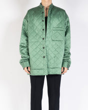 Load image into Gallery viewer, FW20 Green Satin Quilted Overshirt with Embroidery