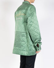 Load image into Gallery viewer, FW20 Green Satin Quilted Overshirt with Embroidery