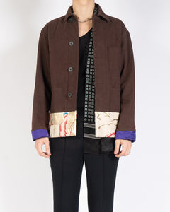SS20 Jacquard Detail Brown Workwear Jacket