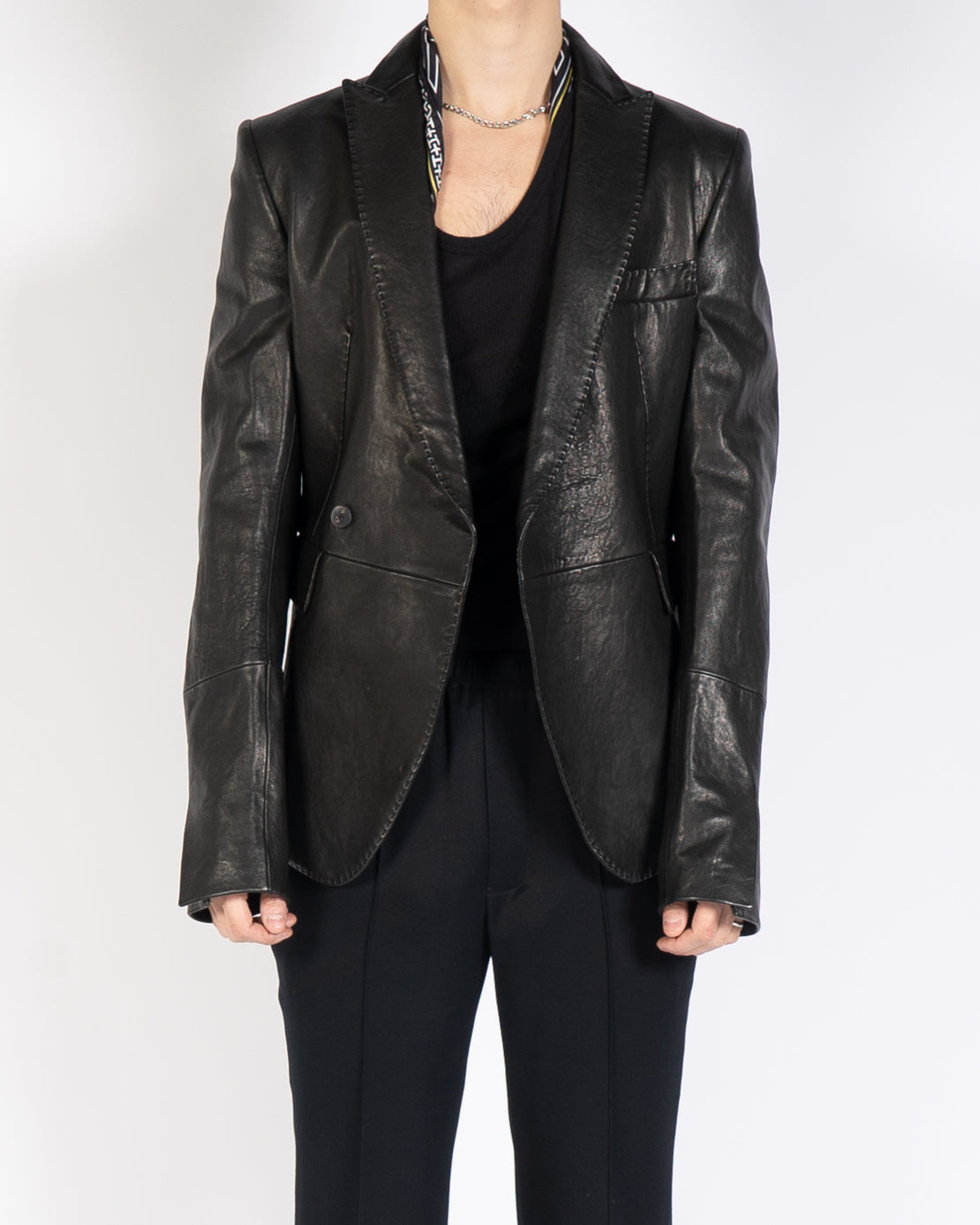 FW15 Double Breasted Leather Blazer