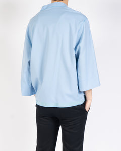 SS19 Light Blue Soutache Kimono Wool Shirt