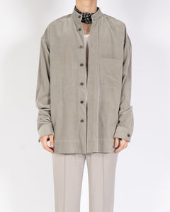 FW20 Oversized Grey Cord Mandarin Collar Shirt