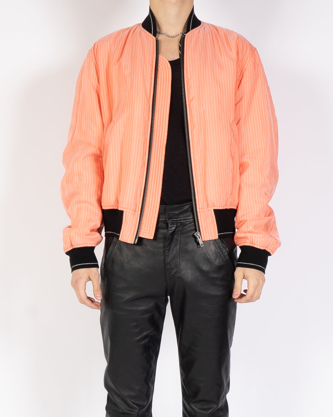 SS18 Salmon Striped Viscose Bomber