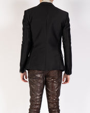 Load image into Gallery viewer, SS19 Black Shawl Collar Silk Mix Blazer