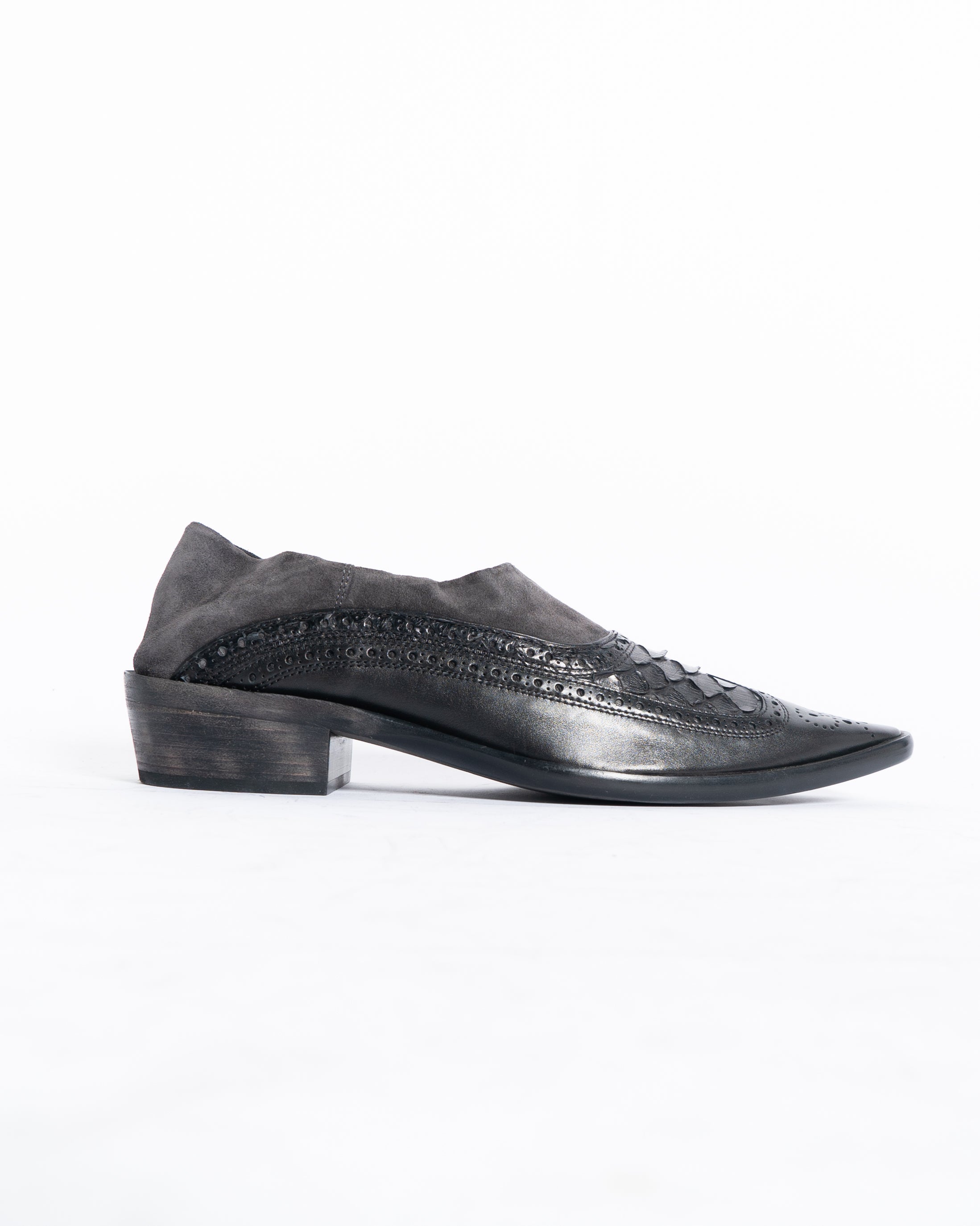 SS18 Snakeskin & Suede Brogue Slipper