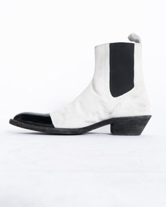 SS20 White Suede Patent Toe Cap Boots