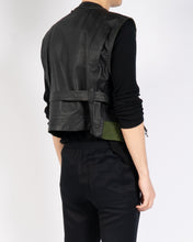 Load image into Gallery viewer, SS20 Green/Black Cotton &amp; Leather Waist-Coat