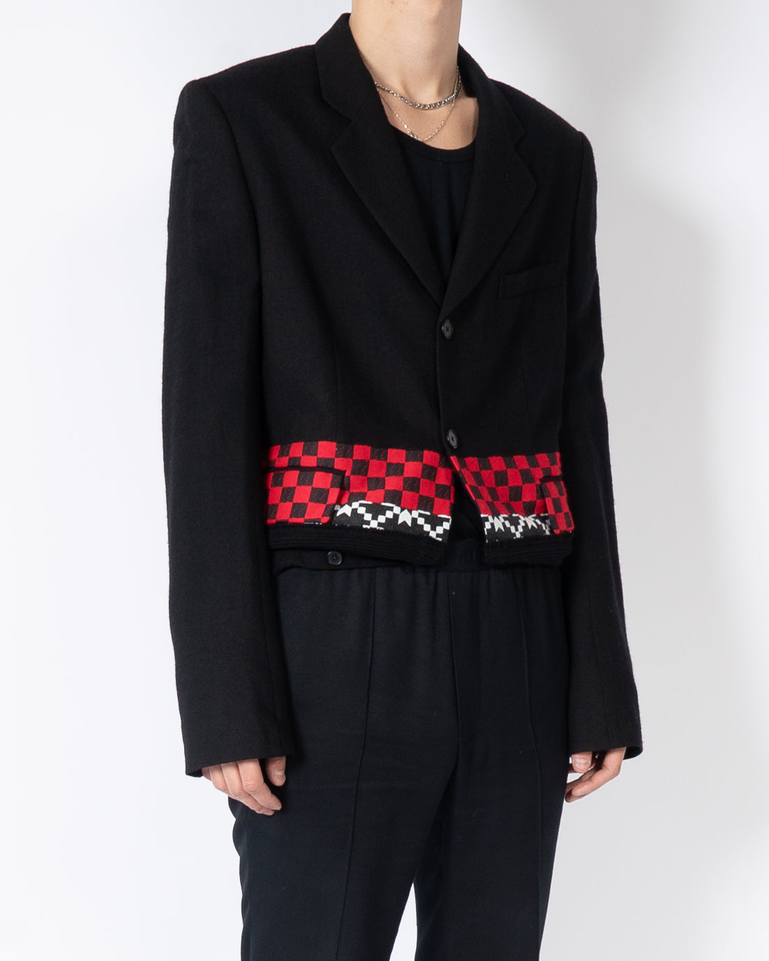 FW19 Red Checkered Embroidered Blazer