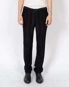 SS21 Black Embossed Striped Pyjama Viscose Trousers