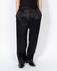SS15 Black Amorpha Silk Satin Trousers Sample