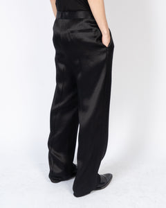 SS15 Black Amorpha Silk Satin Trousers Sample