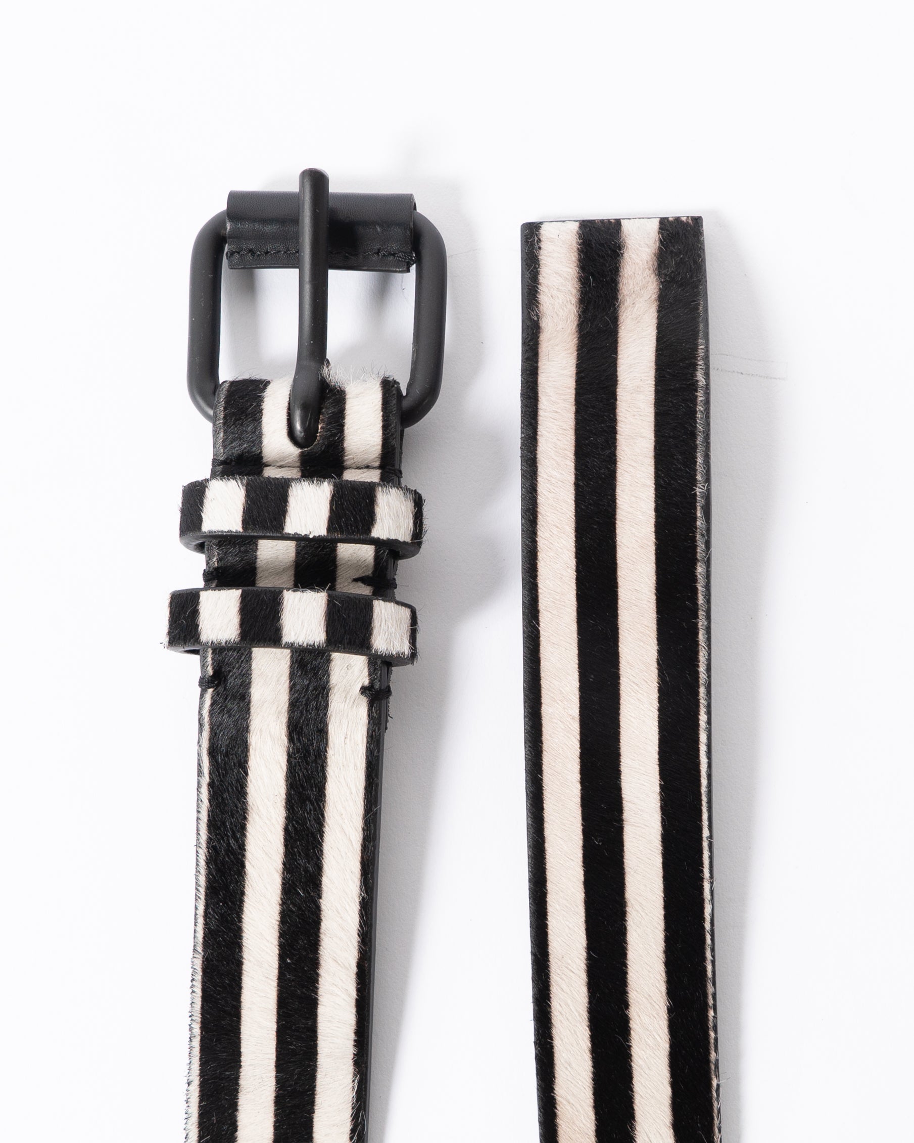 SS18 Black & White Striped Pony Hair Belt