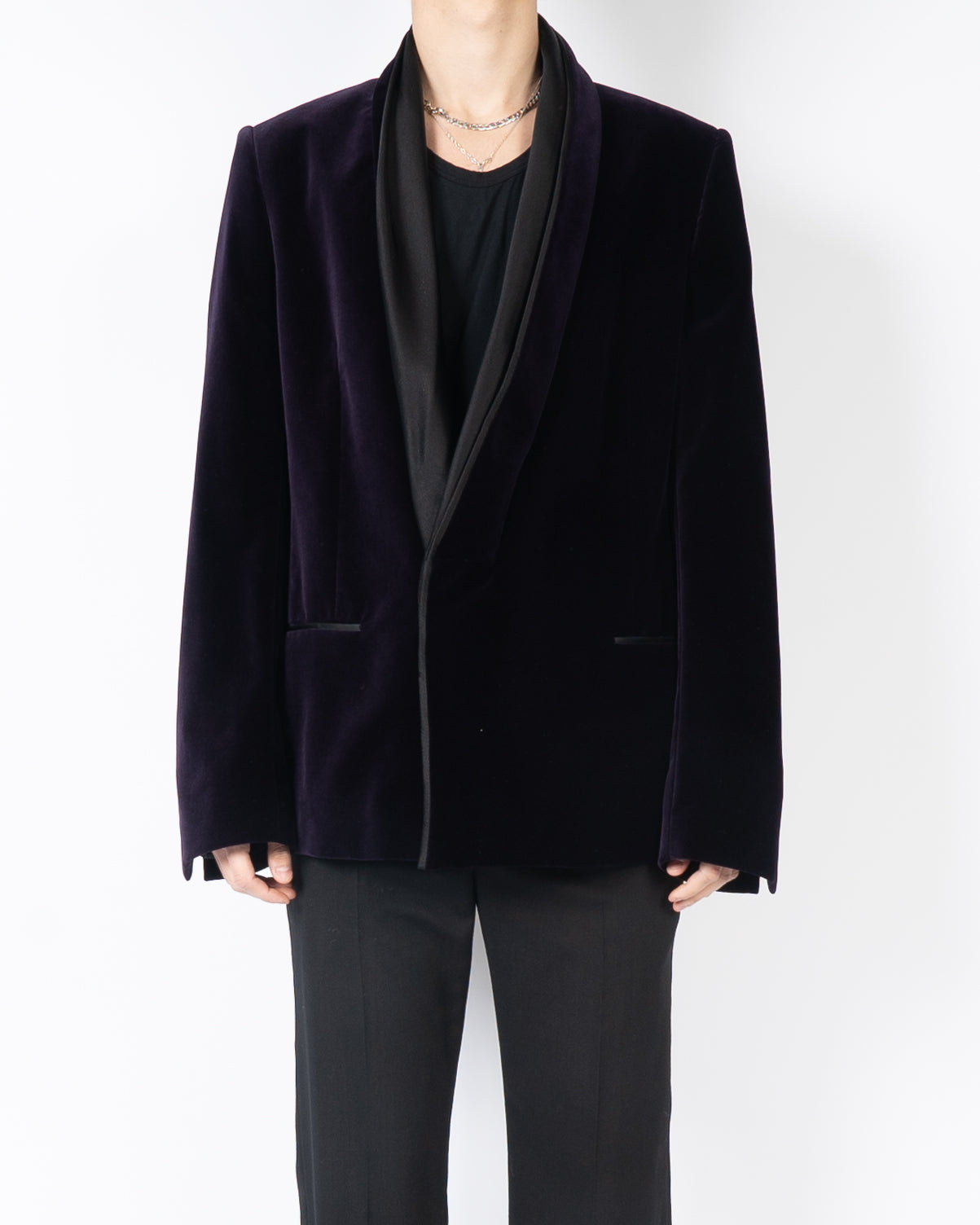 SS14 Purple Velvet Shawl Collar Blazer