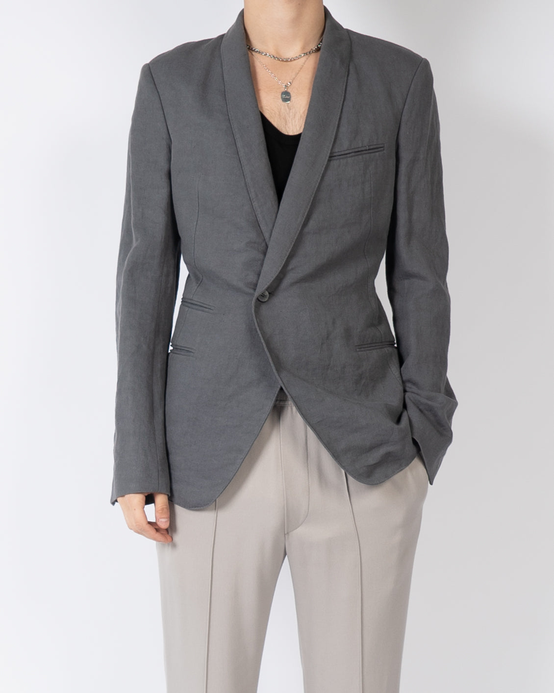 FW14 Anthracite Shawl Collar Blazer Sample