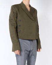 Load image into Gallery viewer, SS18 Khaki Striped Double Breasted Cropped Blazer Sample
