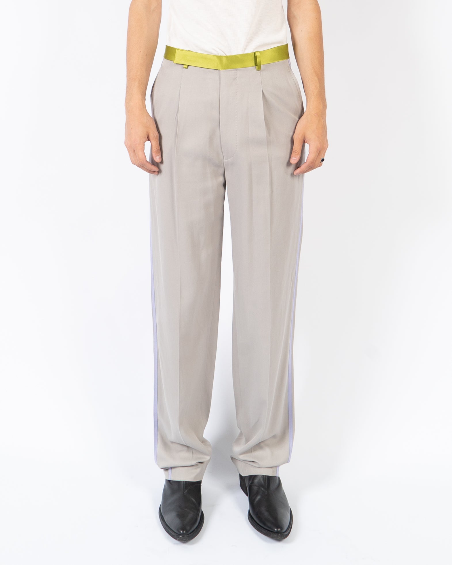 SS20 Grey Trousers with Green Taroni Waist