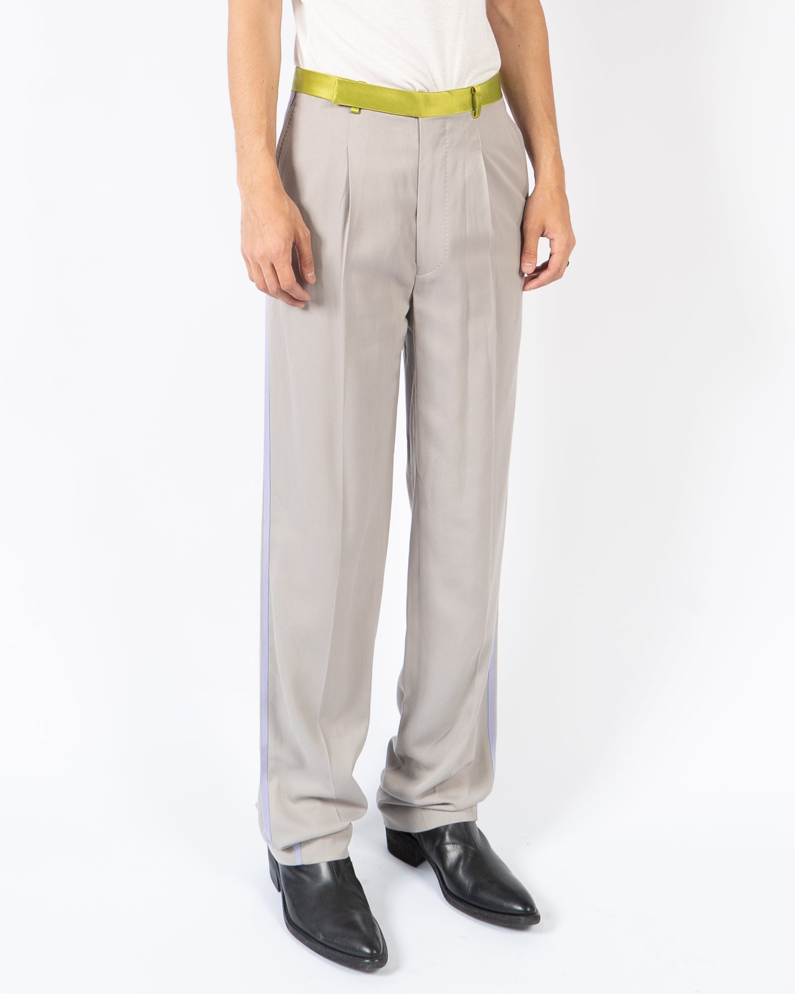 SS20 Grey Trousers with Green Taroni Waist