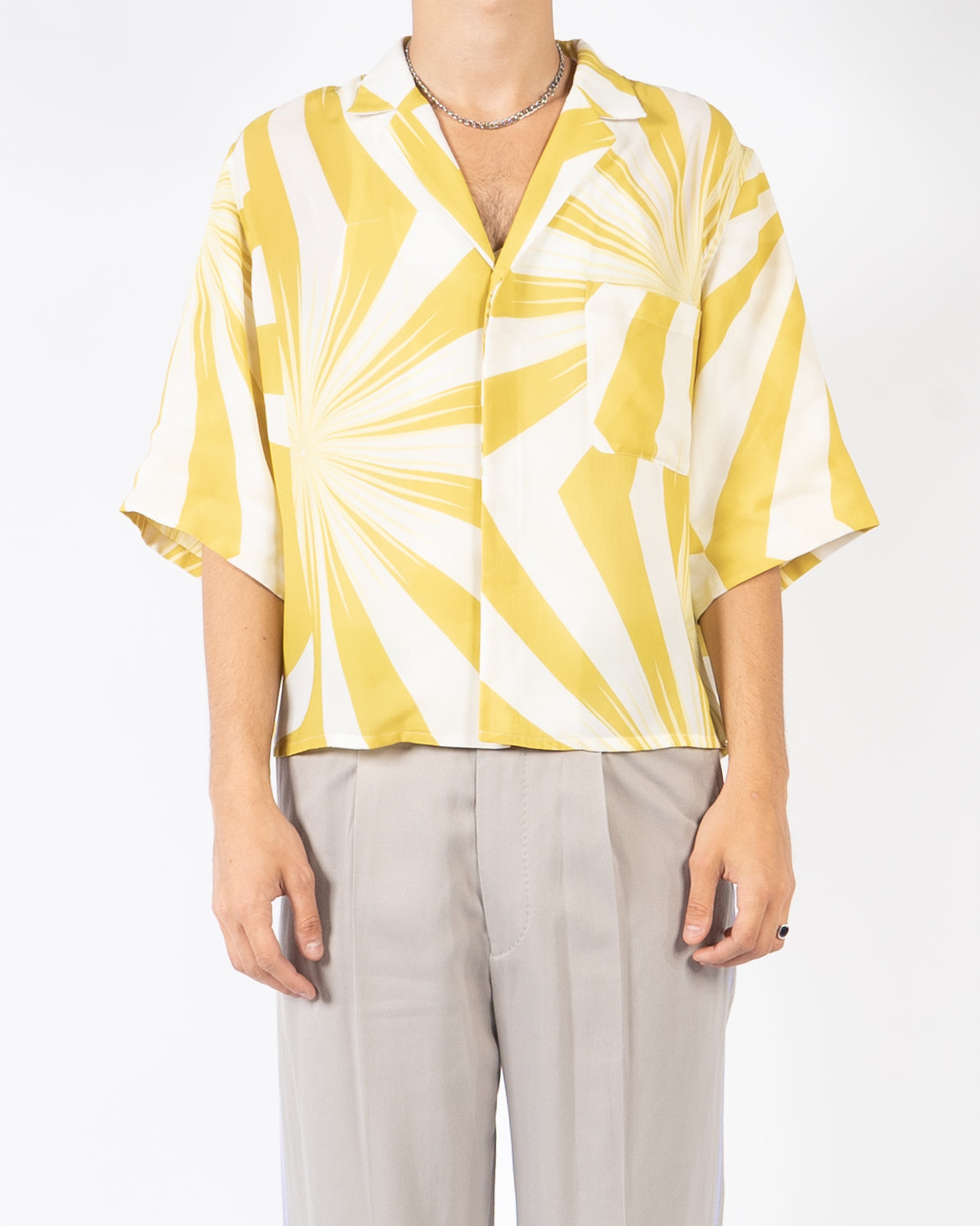 SS19 Yellow Short Sleeve Boxy Silk Shirt