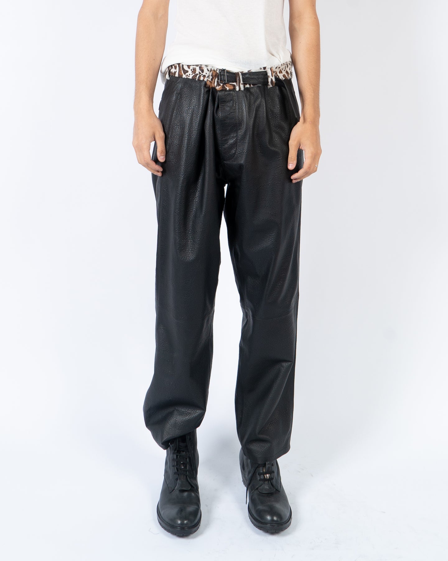 SS20 Leather Trousers with Leopard Waist Sample