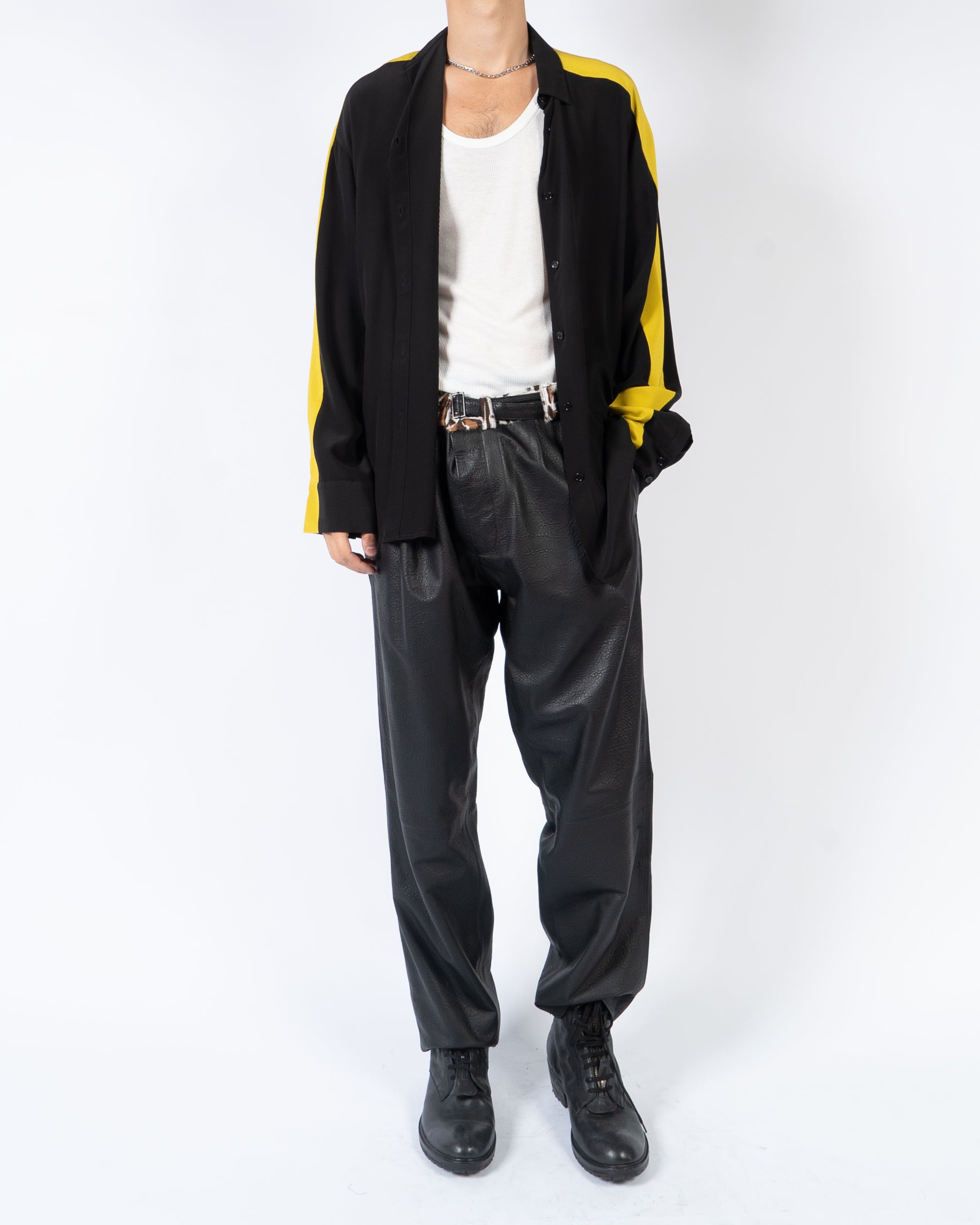 FW18 Black & Yellow Oversized Silk Shirt