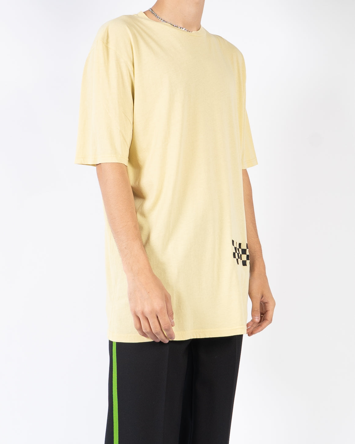 FW19 Yellow Checked Embroidered T-Shirt