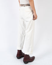Load image into Gallery viewer, SS20 White Trousers with Leopard Waist 1 of 1 Sample