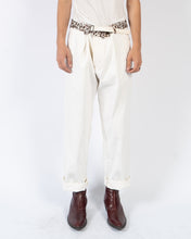 Load image into Gallery viewer, SS20 White Trousers with Leopard Waist 1 of 1 Sample