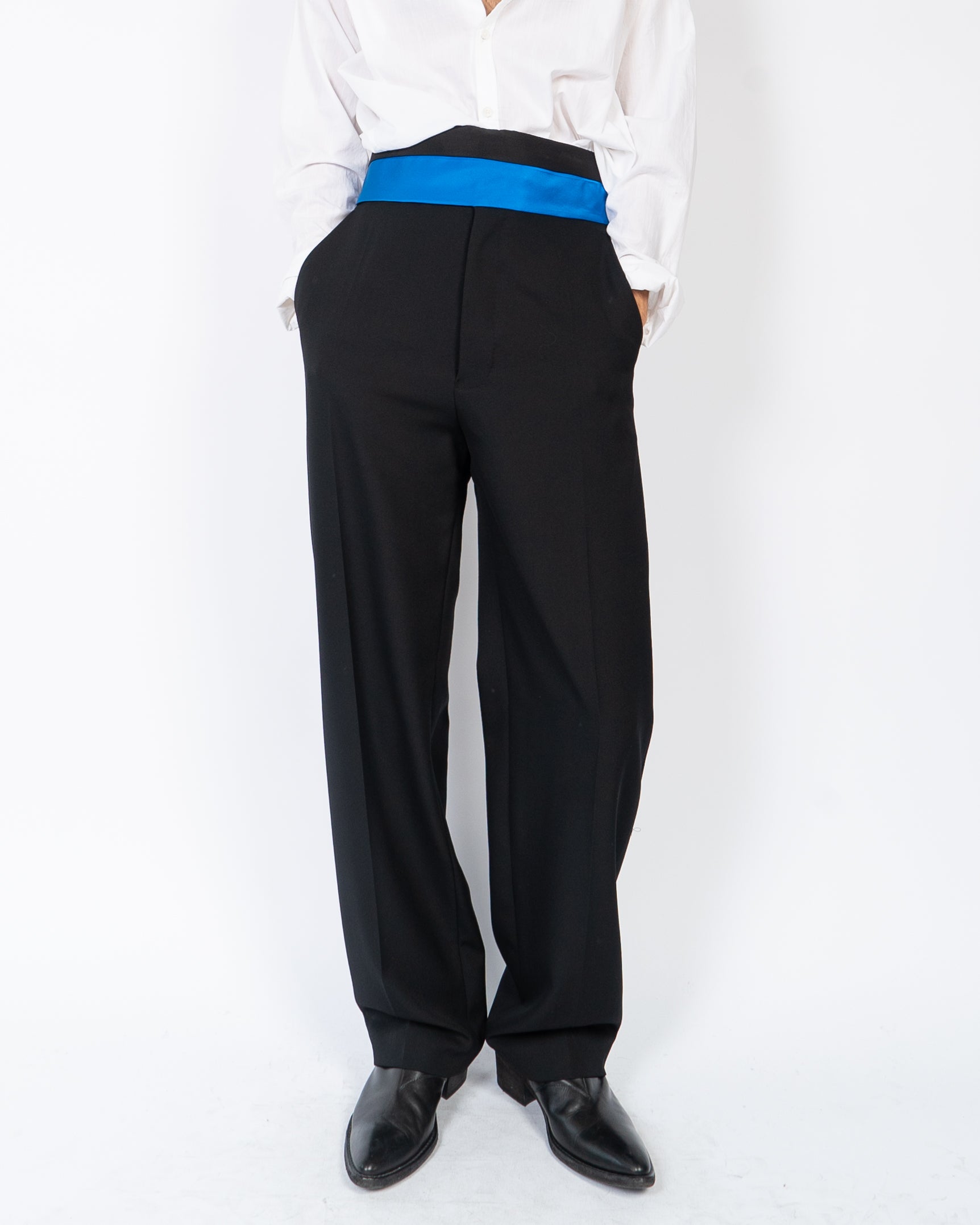 SS20 Black Relaxed Trousers with Blue Cummerbund Trousers