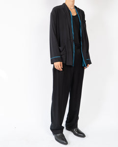 FW18 Black/Blue Silk Kimono