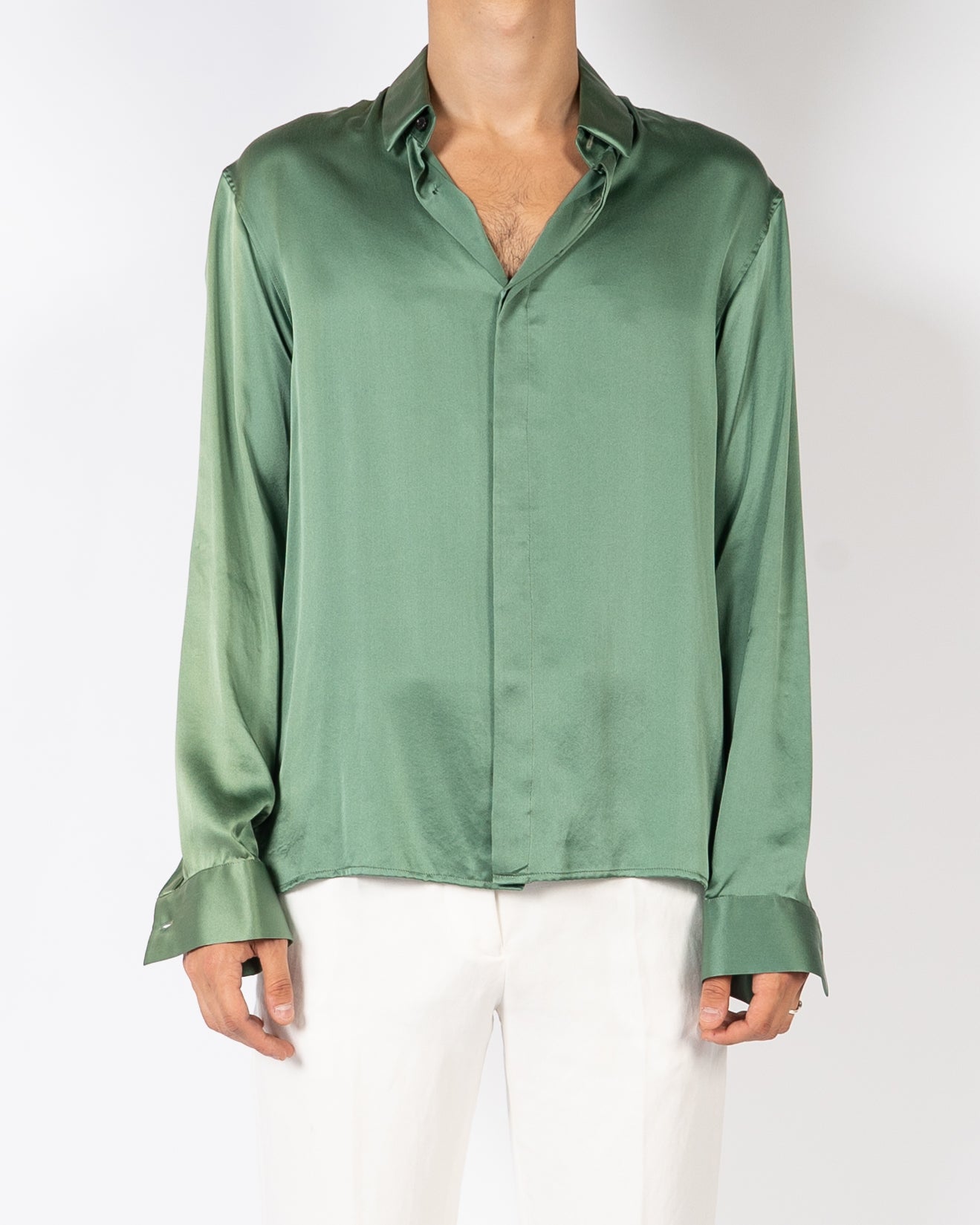 FW20 Neptune Green Silk Shirt Sample