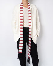 Load image into Gallery viewer, FW19 Red Striped Fringed Silk Scarf