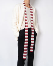 Load image into Gallery viewer, FW19 Red Striped Fringed Silk Scarf