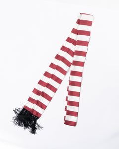 FW19 Red Striped Fringed Silk Scarf