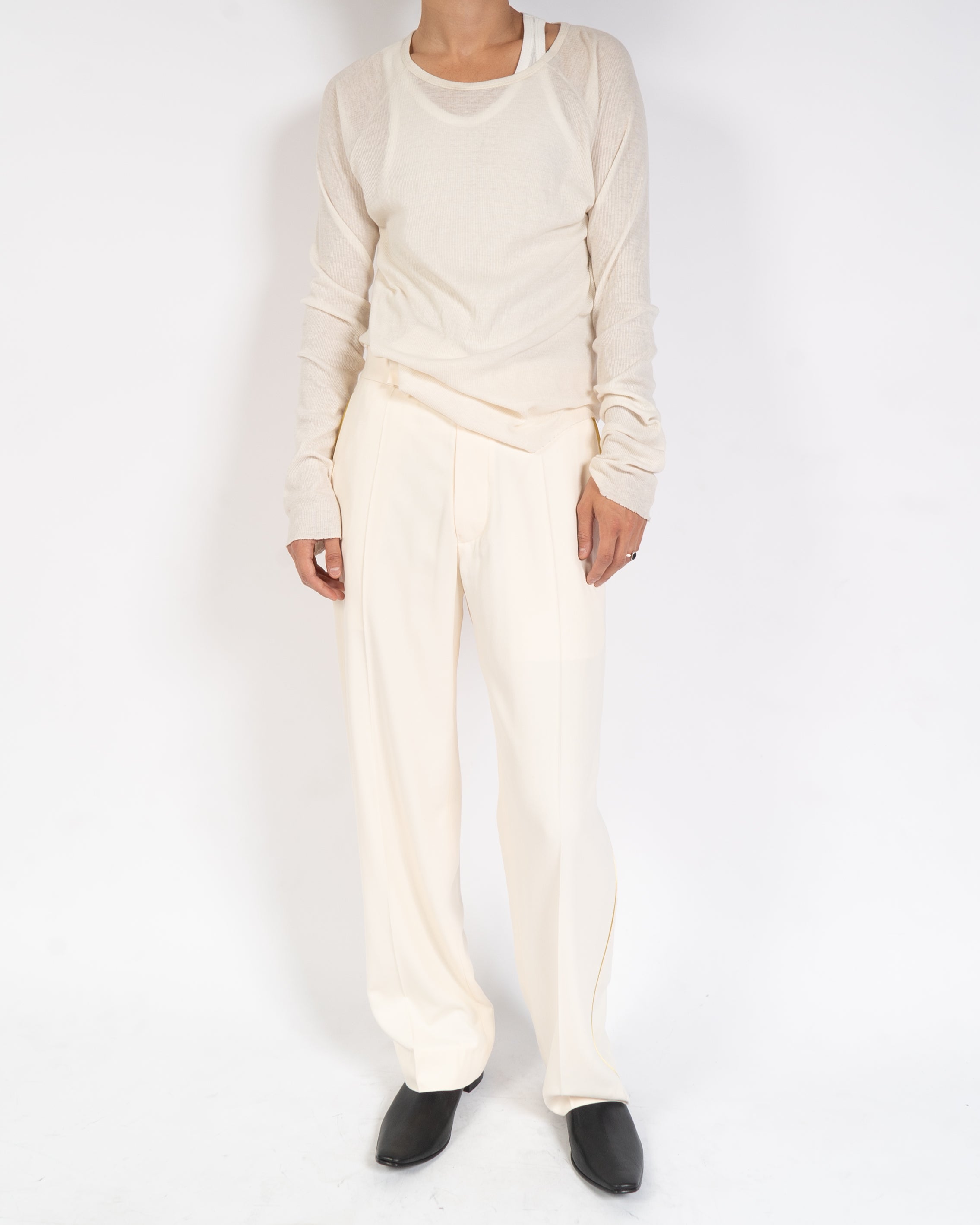 SS19 Beige Side Striped Viscose Trousers