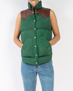 Leather Patched Puffer Vest Sample