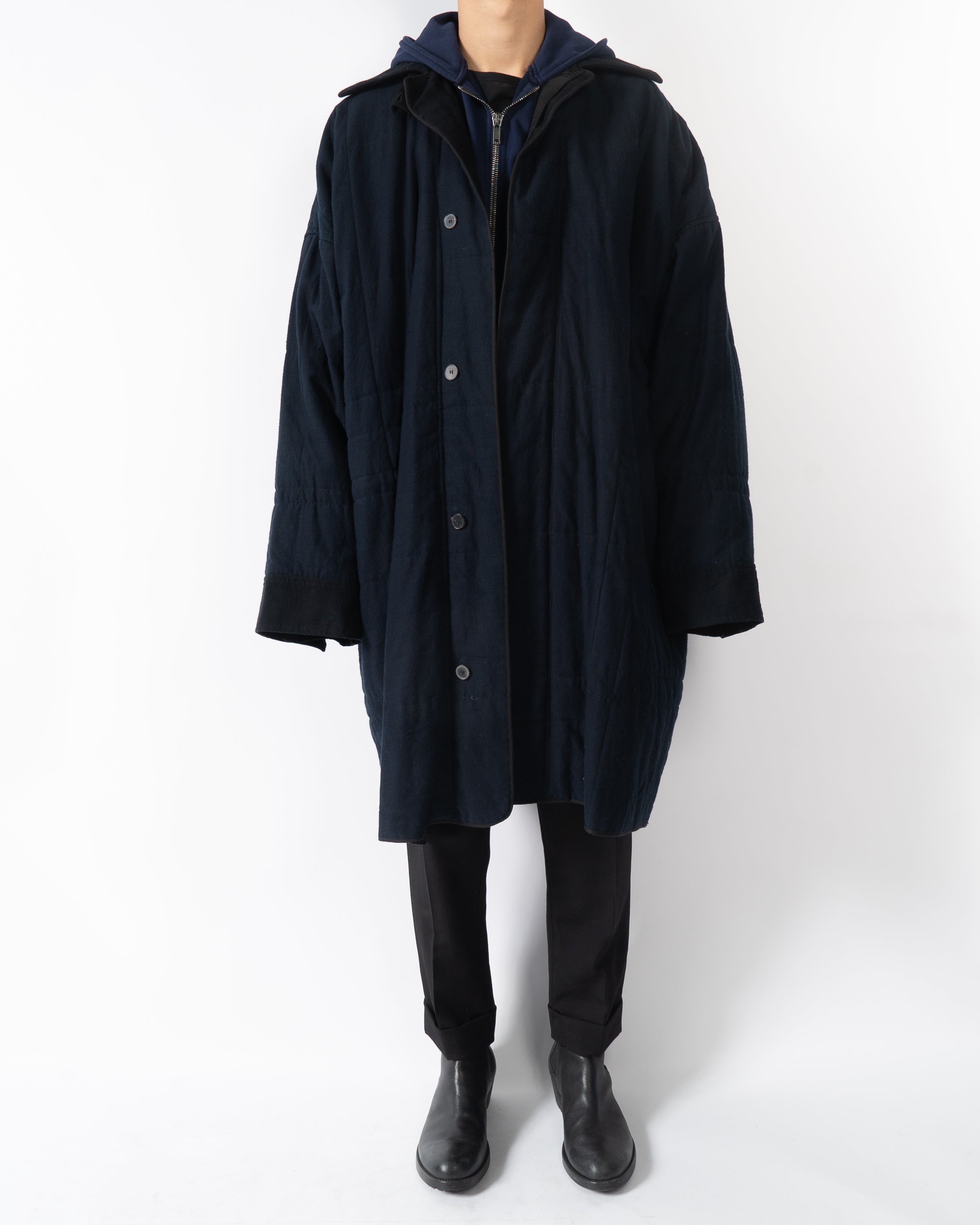 FW17 Oversized Navy Quilted Coat Sample