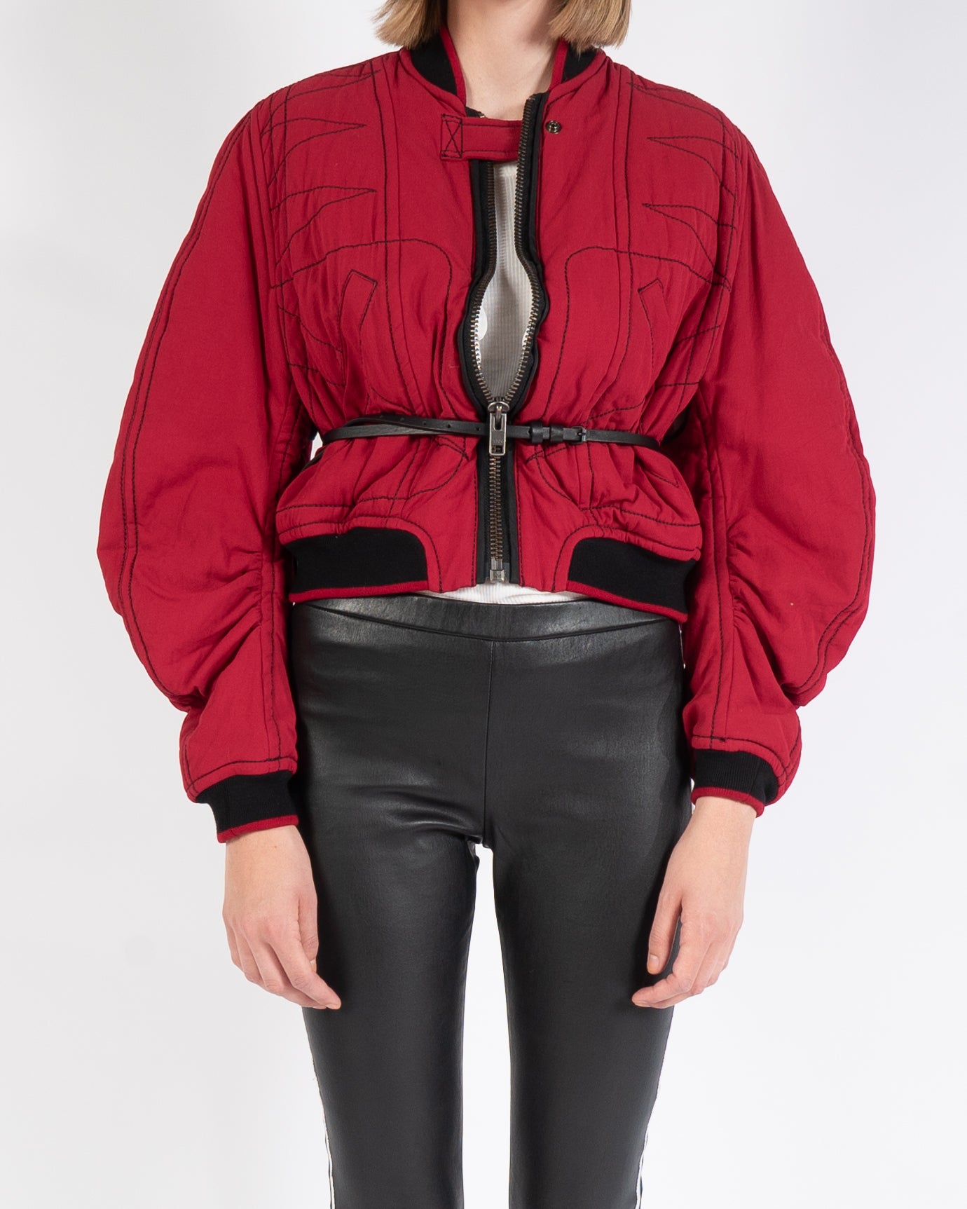 SS18 Red Cropped Bomber Jacket
