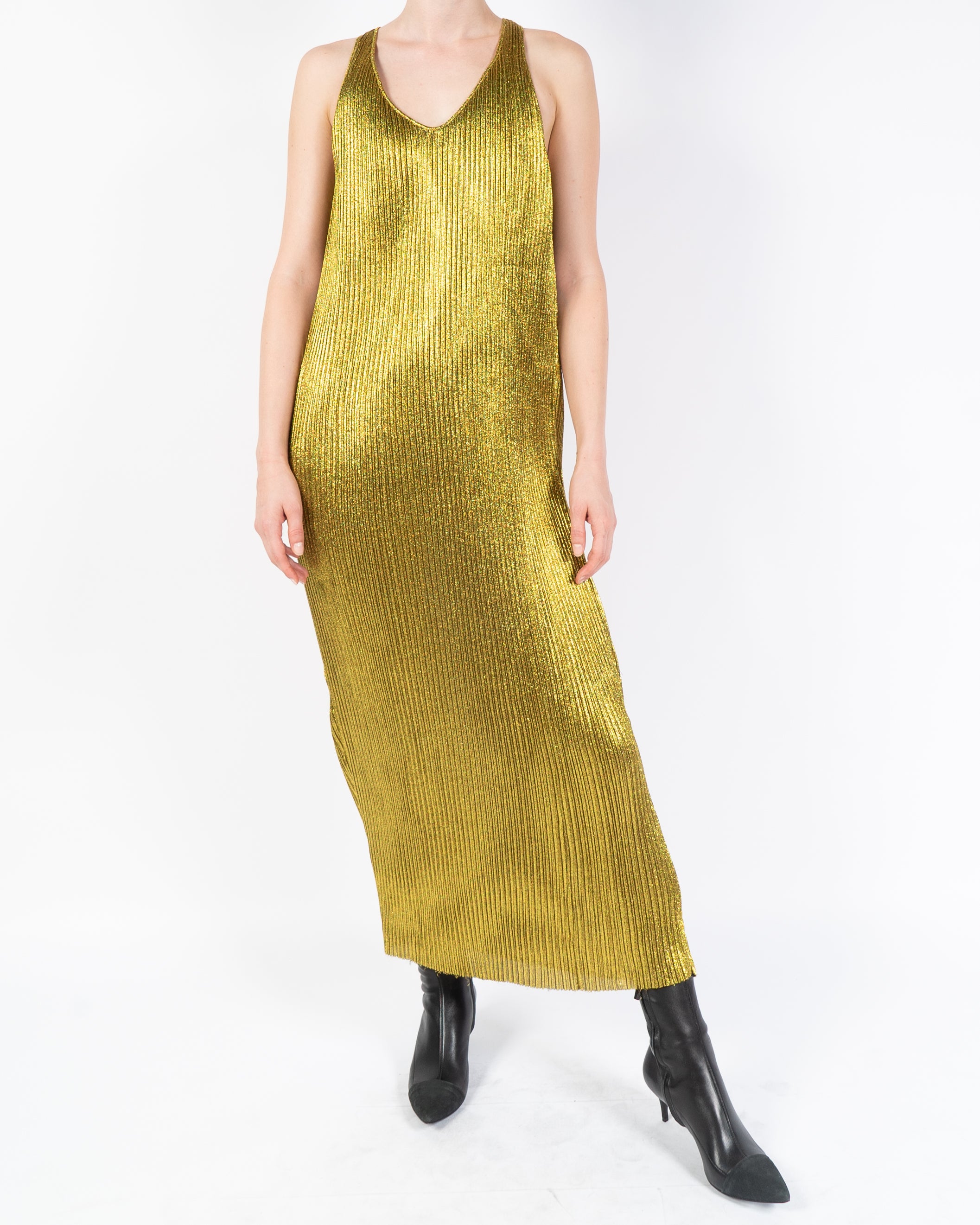 SS17 Mimas Yellow Glitter Runway Dress